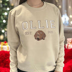 Custom Dog Hoodie Embroidered Dog Name, Varsity Personalized Pet Face Sweatshirt from Your Photo, Varsity Style Hoodie, Gifts for Dog Owners