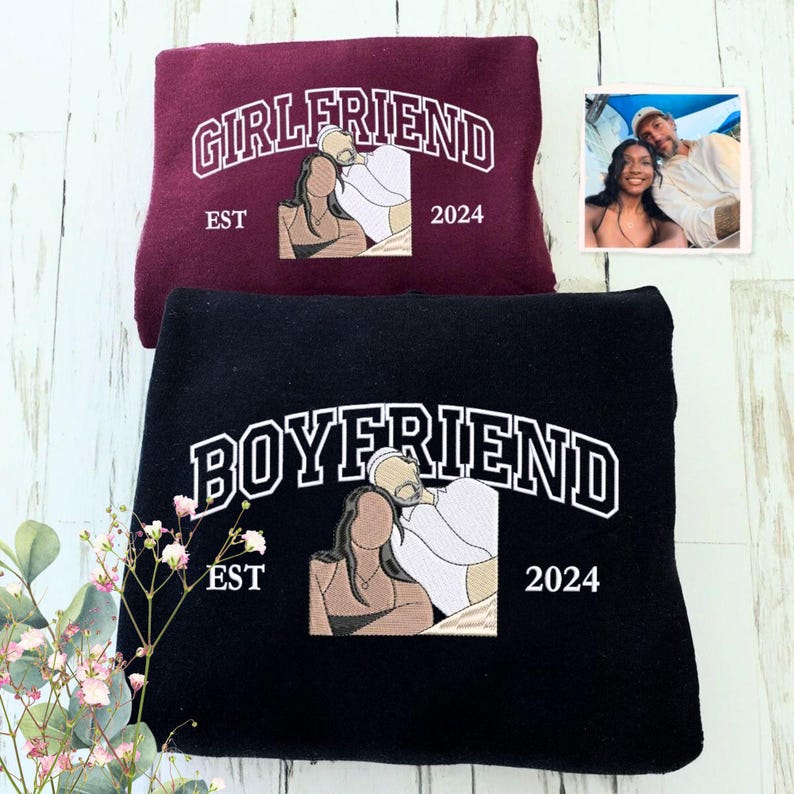 Embroidered Couple Photo Hoodie | Personalized His And Her Sweatshirt | 2nd Anniversary Gift For Couples | Boyfriend Gifts il_794xN.6534449832_68yt.jpg