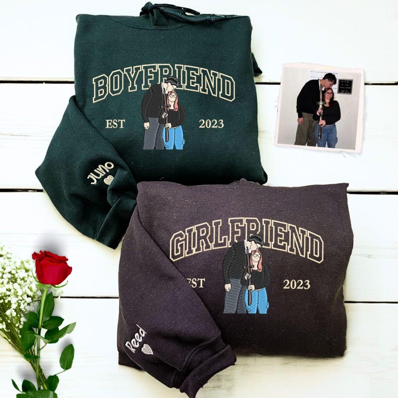 Embroidered Couple Photo Hoodie | Personalized His And Her Sweatshirt | 2nd Anniversary Gift For Couples | Boyfriend Gifts il_794xN.6534449834_j1mu.jpg