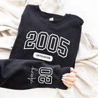Custom 20th Birthday Sweatshirt, Limited Edition 2005 Birthday Hoodie, College Style 20th Birthday Gift, 20th Birthday Sweater for Her