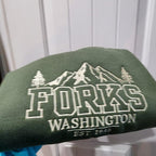 Forks Washington Embroidered Crewneck Sweatshirt, Twilight Inspired Pacific Northwest Apparel PNW Souvenir Traveling Sweater National Parks