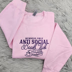 Anti Social Book Club Embroidered Crewneck, Book Club Shirt, Book Lover Crewneck, Bookish Crewneck, Book Club Sweatshirt - Hoodie