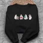 Funny Ghost Reading Sweatshirt, Halloween Sweatshirt, Embroidered Ghost, Ghost Reading Books, Fall Crew Ghost Embroidery, Ghost Book Sweater
