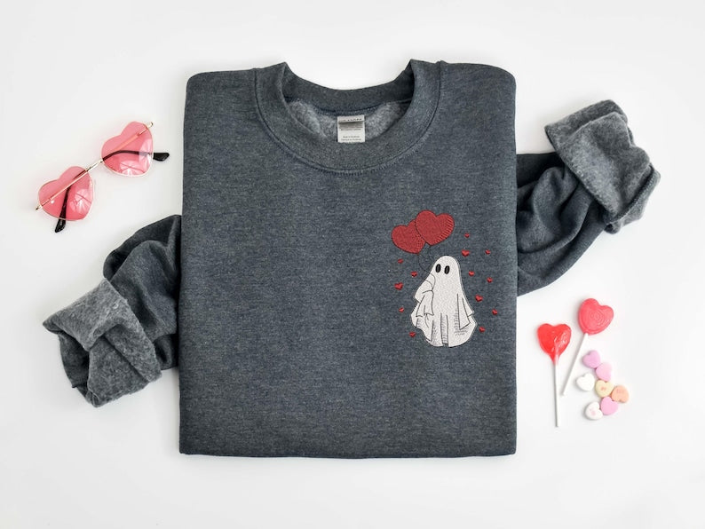 Embroidered Ghost Sweatshirt, Valentine's Day Ghost Embroidered Shirt, Valentine's Day Sweatshirt, Valentine's Day Embroidered Sweatshirt il_794xN.6584005659_n5bd.jpg