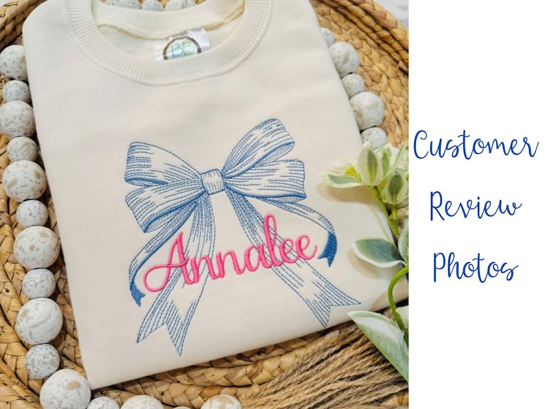 Bow machine embroidery design, Coquette Embroidery Design, Soft Girl Era, Bluework embroidery design Line-work bow
