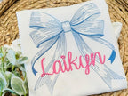 Bow machine embroidery design, Coquette Embroidery Design, Soft Girl Era, Bluework embroidery design Line-work bow