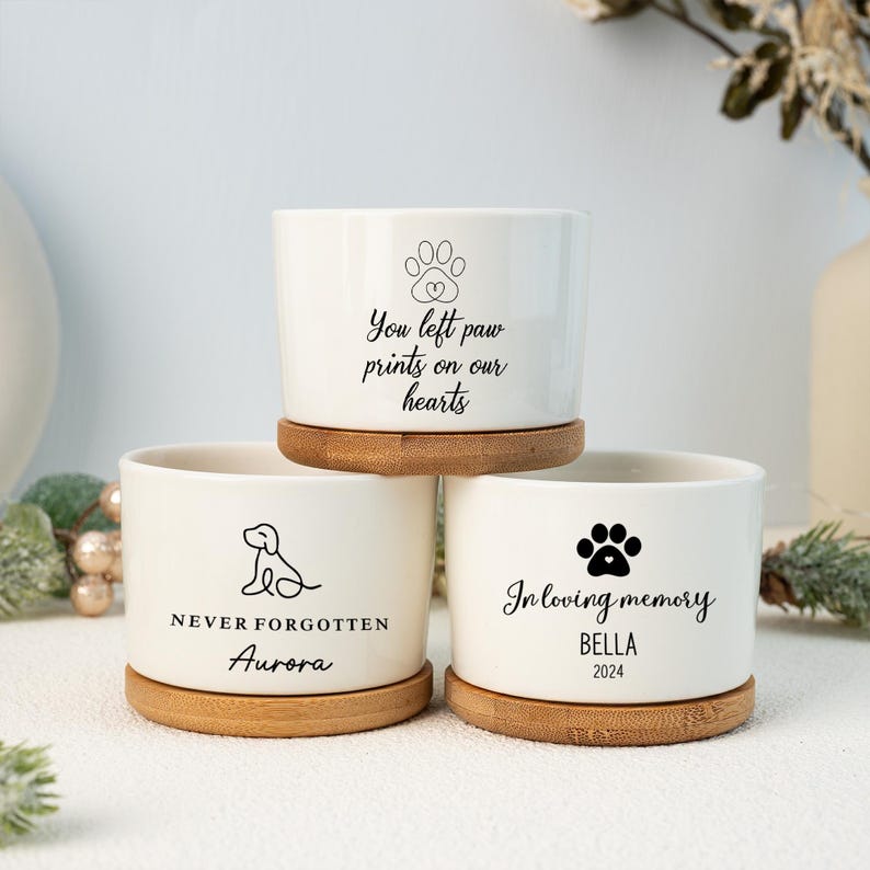 Personalized Dog Memorial Gift Planter,Pet Memorial Gift Plant Pot,Custom Flower Pot with Bamboo Tray,Loss of Dog,Never Forgotten Plant Pot il_794xN.6592860138_etuj.jpg
