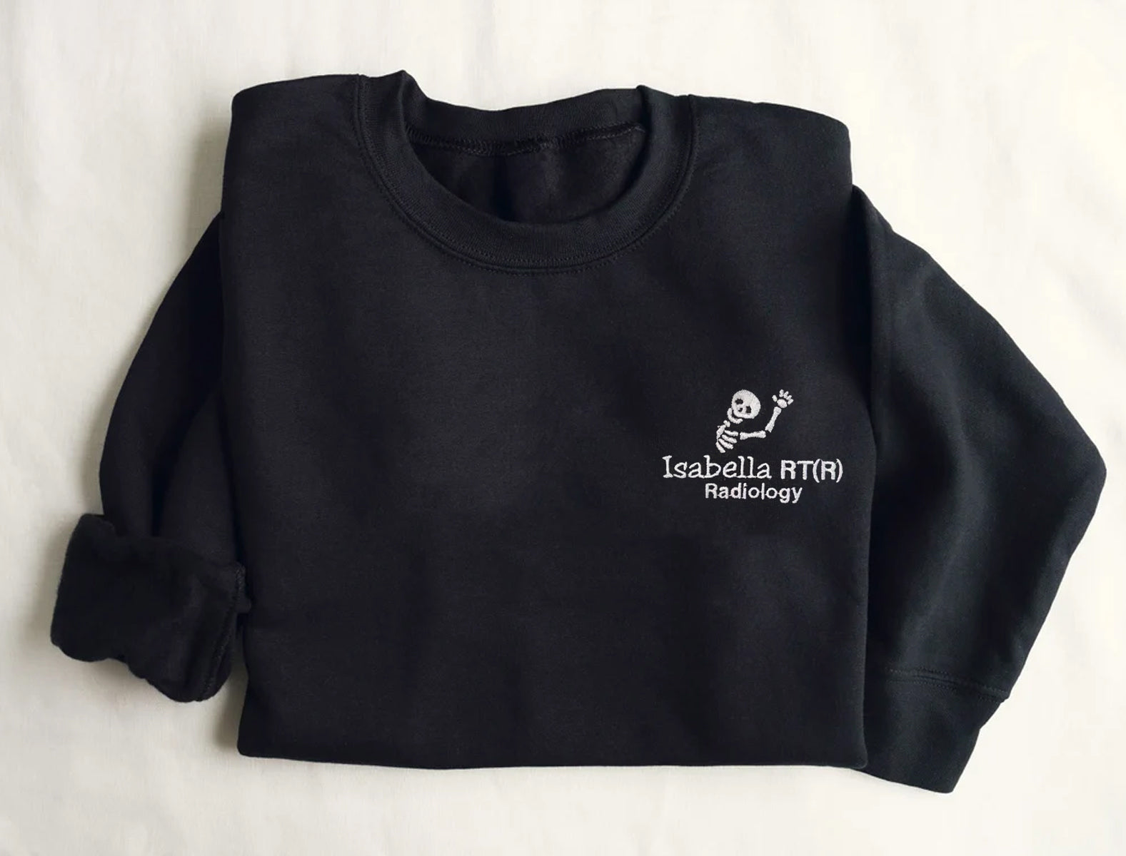Personalized X-Ray Sweatshirt, Gift for Radiographer, Radiology Grad Gift RT, X-ray Tech Quarter Zip Pullover Rad Tech Skeleton Embroidered