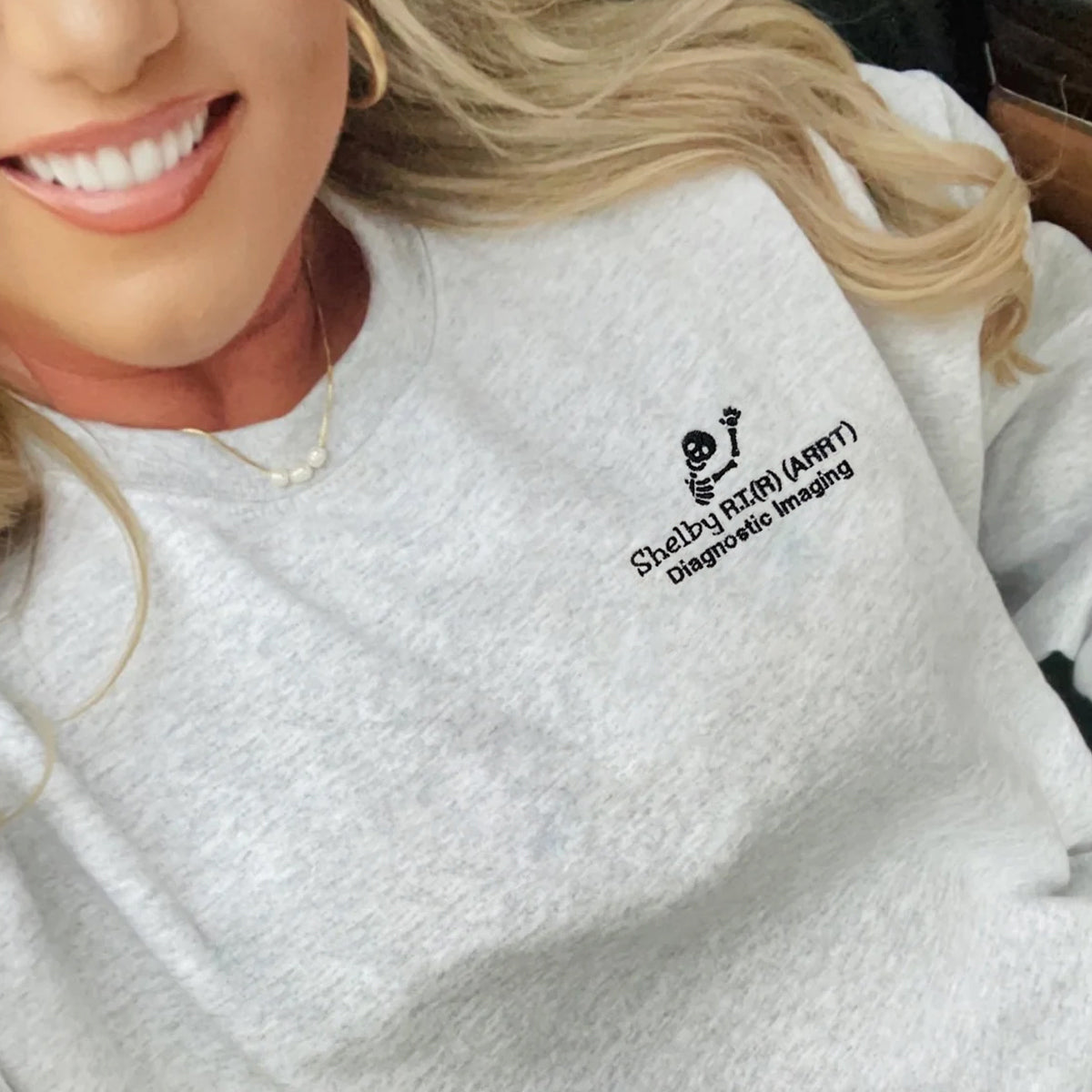 Personalized X-Ray Sweatshirt, Gift for Radiographer, Radiology Grad Gift RT, X-ray Tech Quarter Zip Pullover Rad Tech Skeleton Embroidered