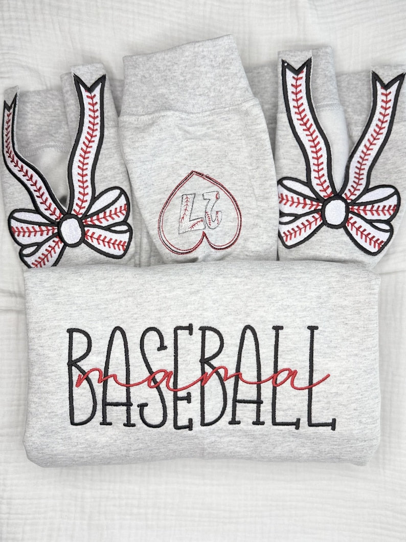 Baseball Mama Crewneck Sweatshirt with Trendy Side Bow Glitter Applique & Embroidered Sleeve, Baseball, Baseball mom, Baseball Momma, Boymom il_794xN.6615812910_2kna.jpg