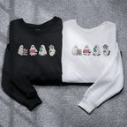 Funny Ghost Reading Sweatshirt, Halloween Sweatshirt, Embroidered Ghost, Ghost Reading Books, Fall Crew Ghost Embroidery, Ghost Book Sweater