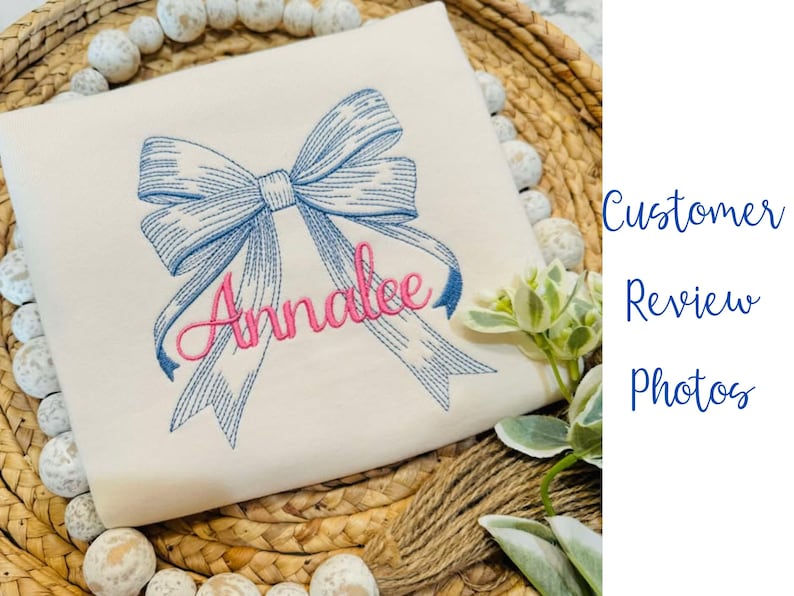 Bow machine embroidery design, Coquette Embroidery Design, Soft Girl Era, Bluework embroidery design Line-work bow