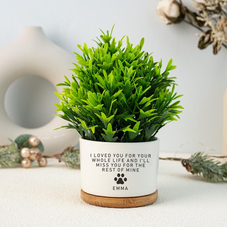 Personalized Dog Memorial Gift Planter,Pet Memorial Gift Plant Pot,Custom Flower Pot with Bamboo Tray,Loss of Dog,Never Forgotten Plant Pot il_794xN.6640976771_94mc.jpg