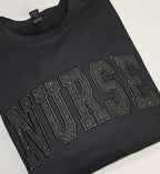 Black on black glitter nurse tshirt or sweatshirt