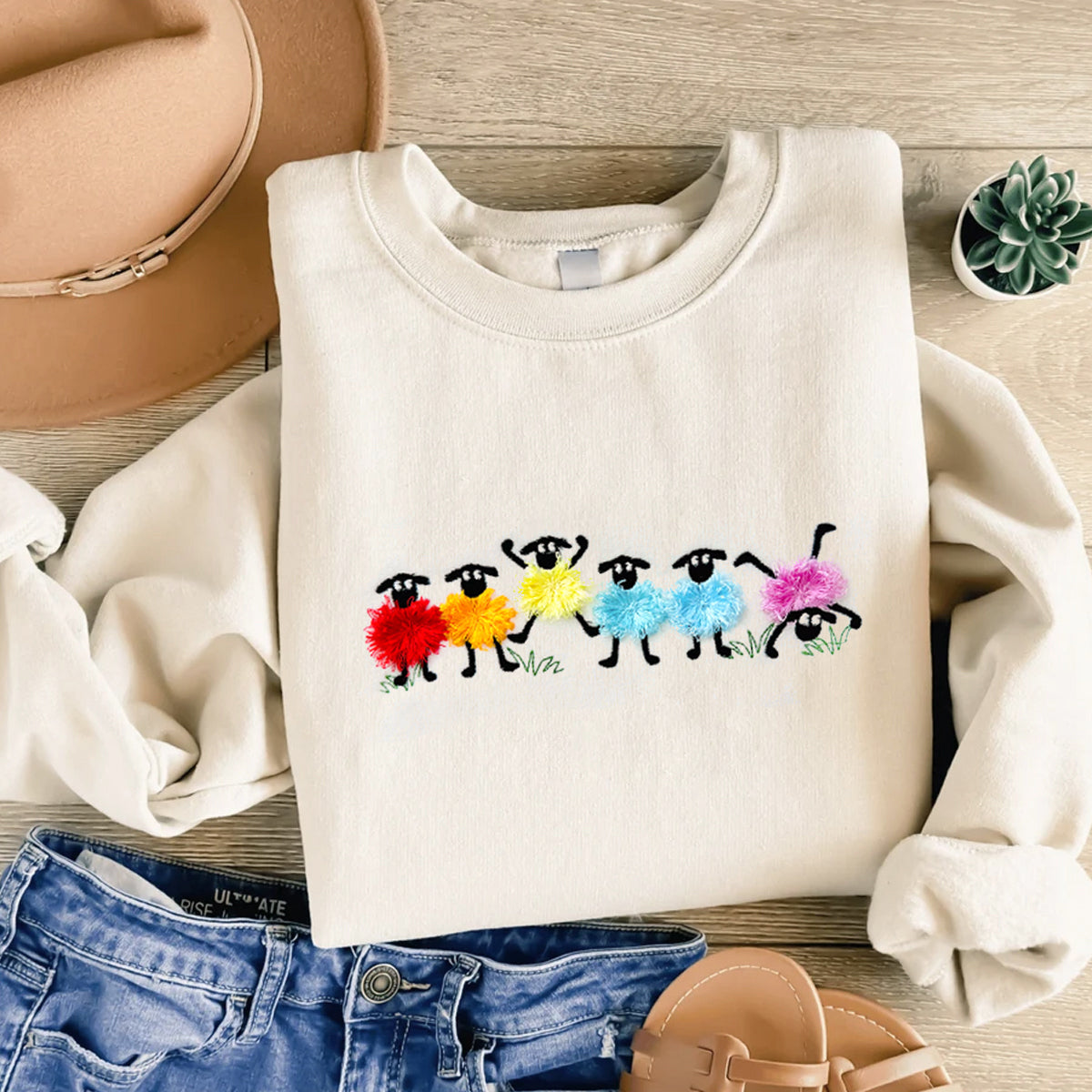 Funny Fuzzy Sheep Fringed Lamb Sweatshirt - Sheep Shirt, Funny Gift for Sheep Lover, Sheep Mom, Vegan Shirt, Farm Animal Shirt, Country Girl