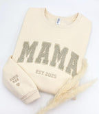 Custom Glitter Embroidered Mama Sweatshirt/Hoodies | Personalized Gift with Kids' Names | Pregnancy Announcement | Mother's Day Crewneck