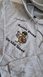Funny Auntie Hoodie Auntie Goose On the Loose Embroidered Goose Sweatshirt Cool Aunt Gift Funny Brunch Sweater Quirky Aunt Outfit