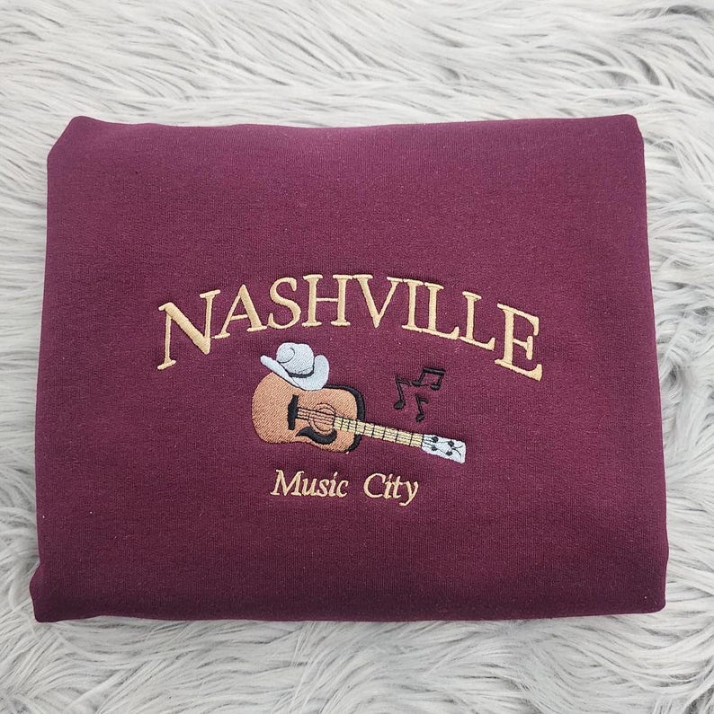 Nashville Embroidered Crewneck - Music City Sweatshirt - Nashville Tennessee - County Music Crewneck - T-shirt - Sweatshirt - Hoodie