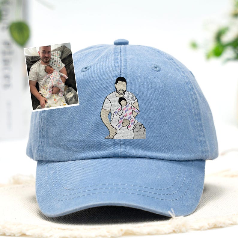 Personalized Dad Cap - Custom Portrait Embroidered Dad Hat Using Photo - Custom Dad Photo Hat - Custom Family Portrait - Father's Day Gift il_794xN.6699420380_hxbb.jpg