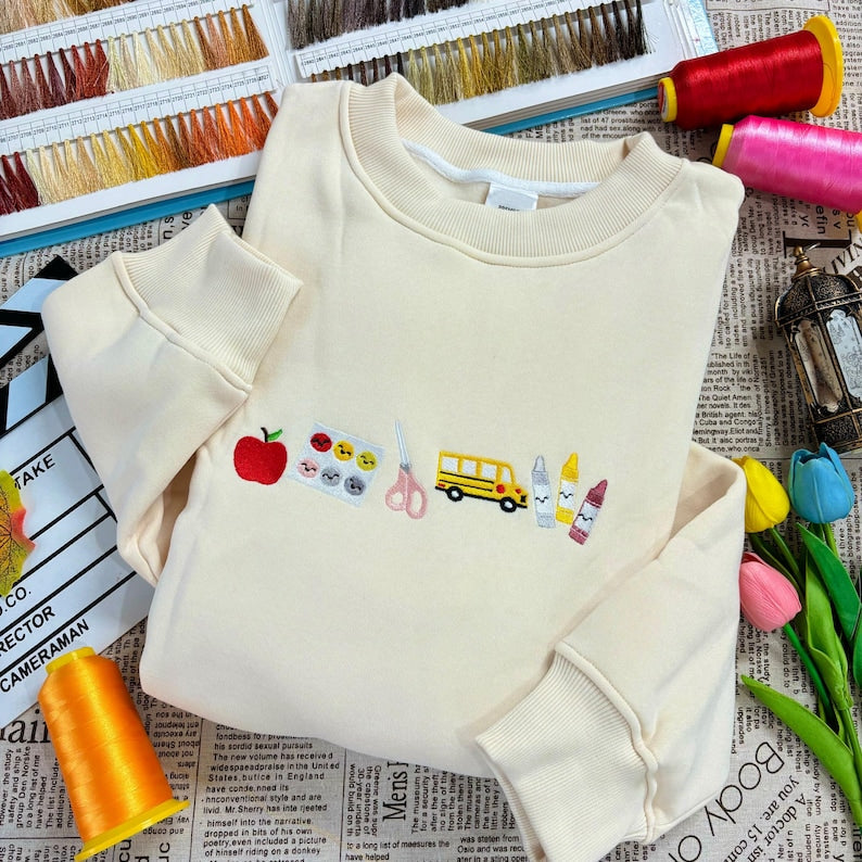 Embroidered Teacher Life Crewneck Sweatshirt with Cute Teacher Icons, Embroidered Teacher Sweatshirt, Teacher Appreciation, Teacher Gift il_794xN.6699503491_kcv0.jpg