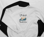 Snorlax Sleeping Sweatshirt Funny I ll Do It Tomorrow Crewneck, Cozy Pullover for Gamers and Anime Fans, Cute Sleepy Cartoon Sweater, Perfect Gift for Procrastinators