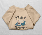 Snorlax Sleeping Sweatshirt Funny I ll Do It Tomorrow Crewneck, Cozy Pullover for Gamers and Anime Fans, Cute Sleepy Cartoon Sweater, Perfect Gift for Procrastinators