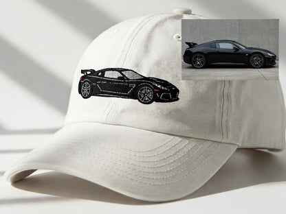 Custom Car Portrait From Photo Embroidered Baseball Hat, Gift for Dad, Gift for Boyfriend, Embroidered Race Car, Dad Hart For Classic Hat