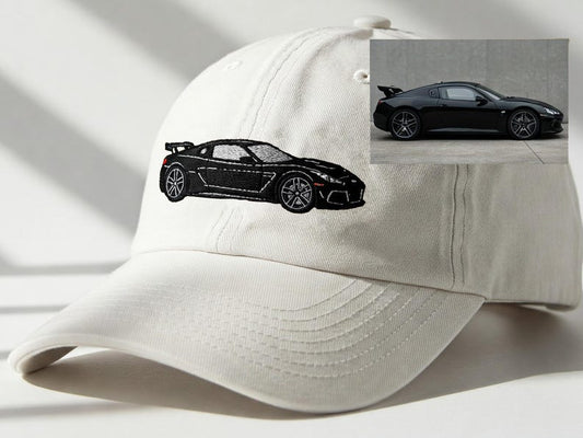 Custom Car Portrait From Photo Embroidered Baseball Hat, Gift for Dad, Gift for Boyfriend, Embroidered Race Car, Dad Hart For Classic Hat