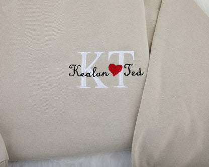 Personalized Embroidered Couple Sweatshirt for Boyfriend,Custom Embroidered Couple Hoodie with Name,Anniversaries Gifts,Valentines Day Gifts