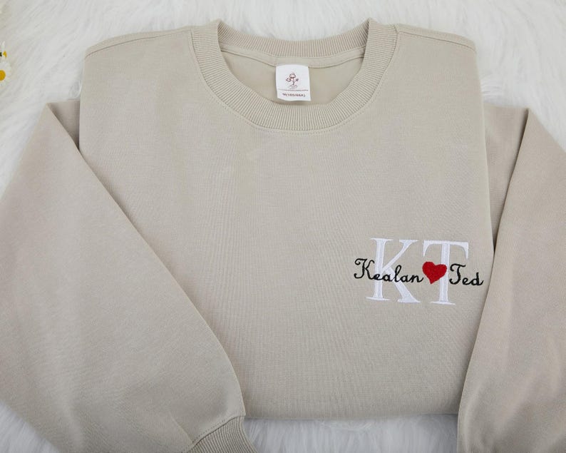 Personalized Embroidered Couple Sweatshirt for Boyfriend,Custom Embroidered Couple Hoodie with Name,Anniversaries Gifts,Valentines Day Gifts