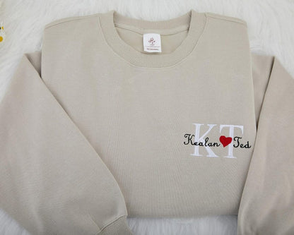 Personalized Embroidered Couple Sweatshirt for Boyfriend,Custom Embroidered Couple Hoodie with Name,Anniversaries Gifts,Valentines Day Gifts