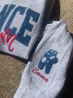 Dance Mom Custom Title with Name on Sleeve Glitter Applique Embroidered Sweatshirt