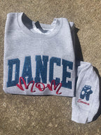 Dance Mom Custom Title with Name on Sleeve Glitter Applique Embroidered Sweatshirt