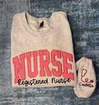 Personalized Nurse Embroidered Sweatshirt: Glitter Stethoscope Sleeve