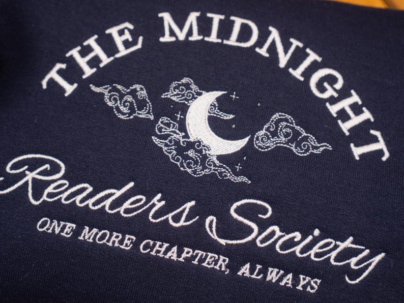 Embroidered Late Night Readers Club Sweatshirt: Cozy Book Lover Gift