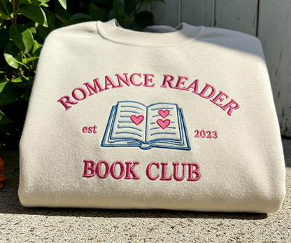 Romance Reader Embroidered Sweatshirt, Bookish Sweater, Girlie Book Lover Gift, Bibliophile Shirt, Romantasy Reader Gift, Book worm Shirt