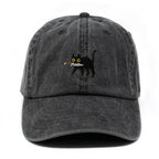 Premium Black Cat Embroidered Dad Hat Stealthy Black Cat with Dagger Design Baseball Cap for Men & Women, Adjustable Classic Hat