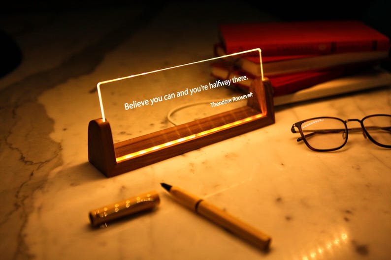 Custom Quote Print - Motivational Saying with LED Stand - Personalized Quote Sign - Motivational Quotes - Mindfulness Gift - Brainy Quote il_794xN.6724966432_8wsg.jpg