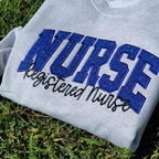 Personalized Nurse Embroidered Sweatshirt: Glitter Stethoscope Sleeve