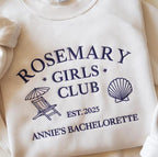 Embroidered Beach Club Sweatshirt, Rosemary Girls Club Beach Sweatshirt, Custom Bachelorette Sweatshirt, Florida Bachelorette