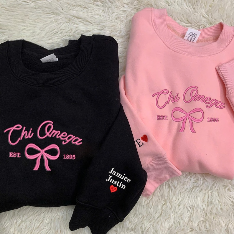 Embroidered Sorority Shirt, Custom Soroty Embroidered Sweatshirt, Retro Coquette Sorority Tee, Custom Sorority Gift, Girl Besties Shirt