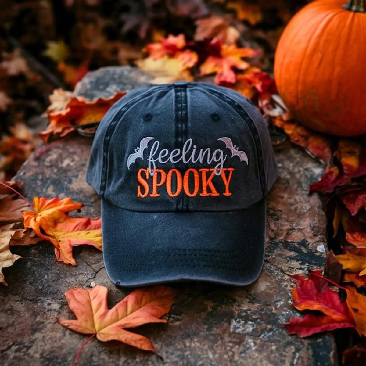 Feeling Spooky Embroidered Baseball Cap, Salem Witch Embroidery Washed Hat, Spooky Season, Cute Fall Cap, Halloween Gift, Halloween Party