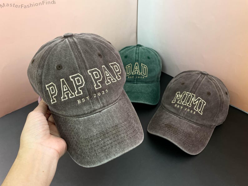 Personalized Dad Embroidered Hat | Custom Grandpa Hat with Est Year | Vintage Baseball Cap for New Dad | Father's Day Gift for Dad, Papa