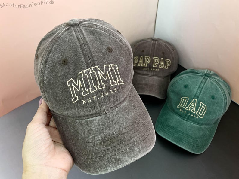 Personalized Dad Embroidered Hat | Custom Grandpa Hat with Est Year | Vintage Baseball Cap for New Dad | Father's Day Gift for Dad, Papa
