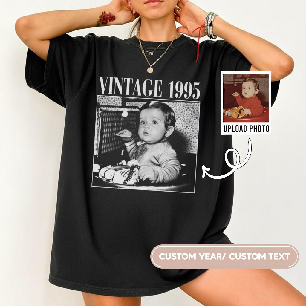Personalised 30th Birthday Shirt, Custom Photo Birthday Comfort Colors Shirt, 30th Birthday Gift, 40th Birthday Gift, Vintage 1995 Shirt