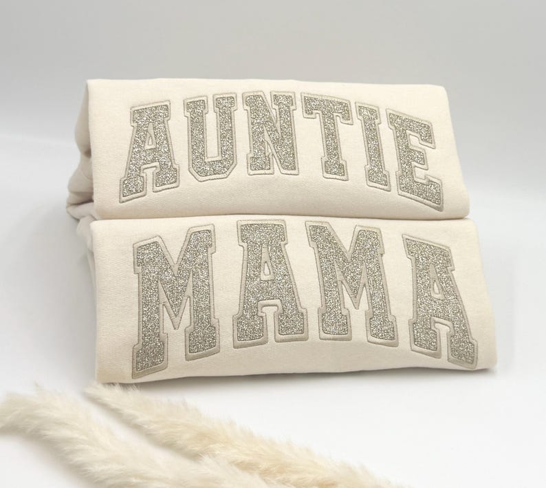 Custom Glitter Embroidered Mama Sweatshirt/Hoodies | Personalized Gift with Kids' Names | Pregnancy Announcement | Mother's Day Crewneck