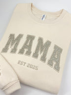 Custom Glitter Embroidered Mama Sweatshirt/Hoodies | Personalized Gift with Kids' Names | Pregnancy Announcement | Mother's Day Crewneck