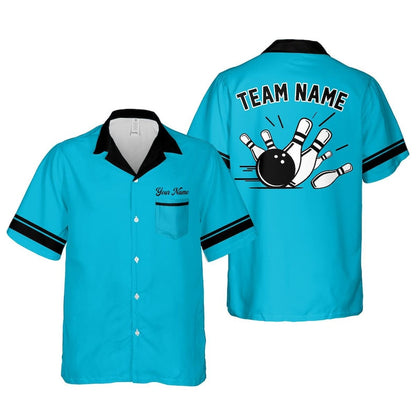 Personalized Retro Bowling Hawaiian Pocket Shirt for Men Women, Custom Name Bowling Shirt, Bowling Pocket Shirt, Vintage Bowling Team Name