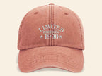 60th Birthday Vintage Embroidered Hats, Born in 1965 Cotton Baseball Cap, Personalised Birthday Gift for Him/Her, Classic Mom and Dad Hats