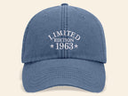 60th Birthday Vintage Embroidered Hats, Born in 1965 Cotton Baseball Cap, Personalised Birthday Gift for Him/Her, Classic Mom and Dad Hats